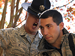 Drill sargent yelling at recruit